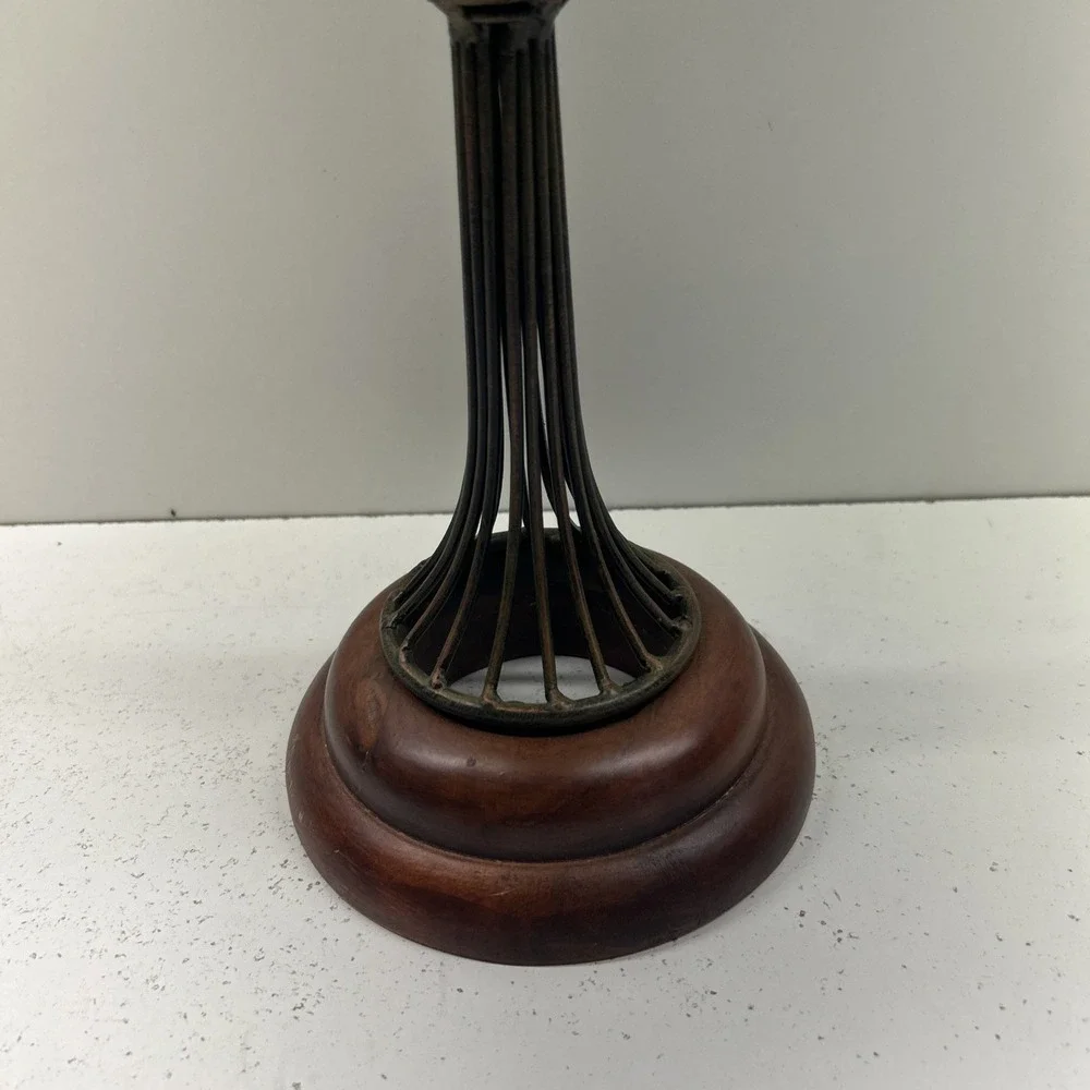 Vintage Art Nouveau Style Green Glass Ribbed Tulip Planter/candle‎ Holder